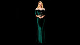 Green Elegant Beaded Velvet Evening Ball Gown - FashionByTeresa
